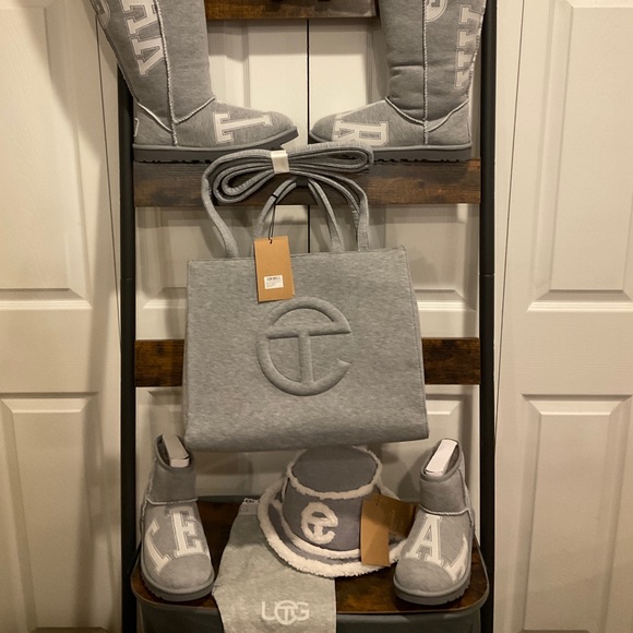 🆕UGG X TELFAR GREY & WHITE FLEECE/SHEARLING BUCKET HAT SIZE S/M - Picture 9 of 9